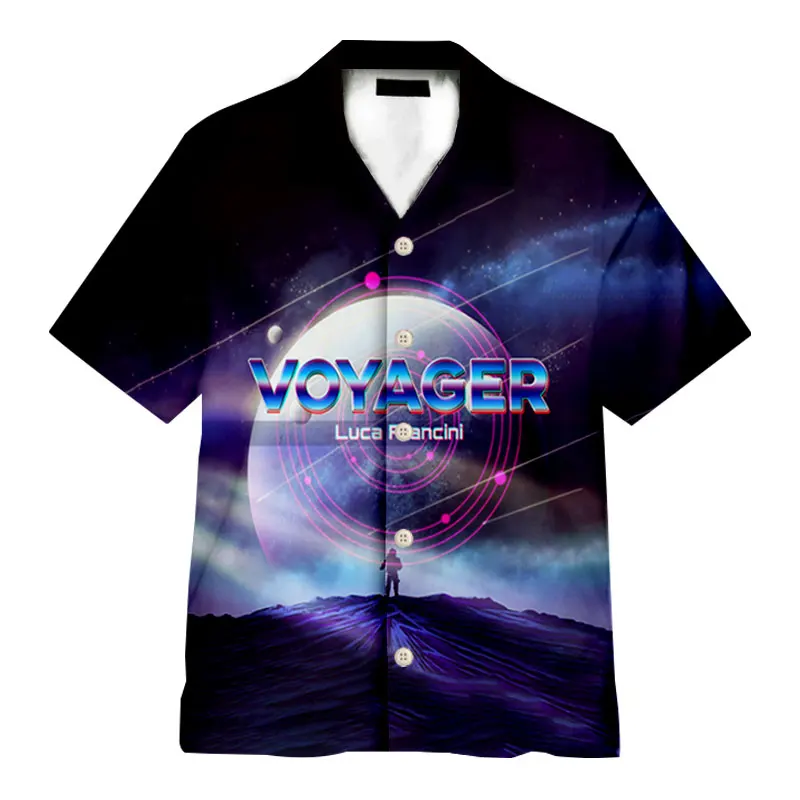 

Voyager Band 3D Printed Fashion Casual Shirts Men's /Women's Short Sleeves Loose Breathable Tailored Collar Hawaii Shirts