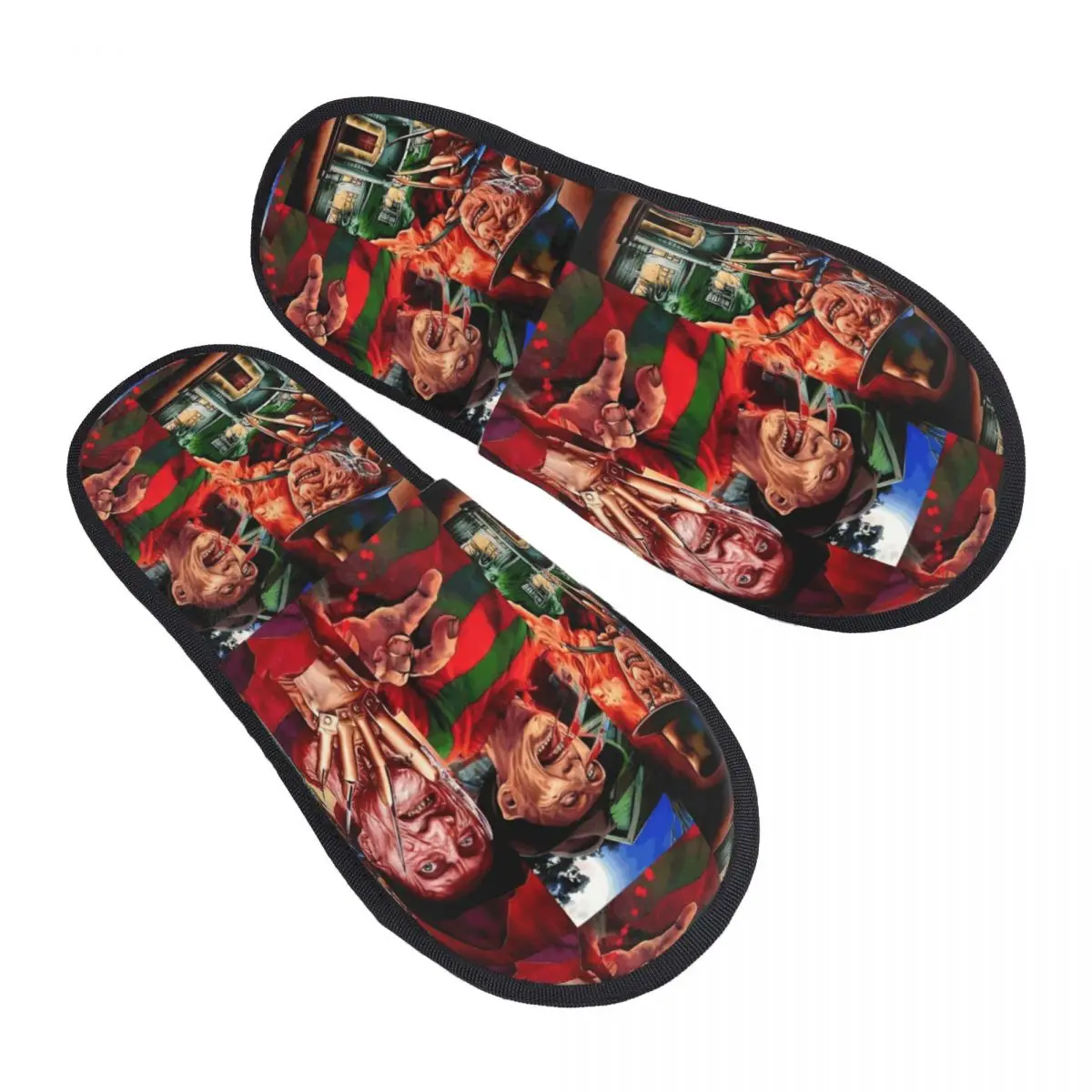 

Custom Halloween Horror Movie Soft Memory Foam House Slippers Women Film Freddy Kruegers Cozy Warm Anti-skid Sole Slipper