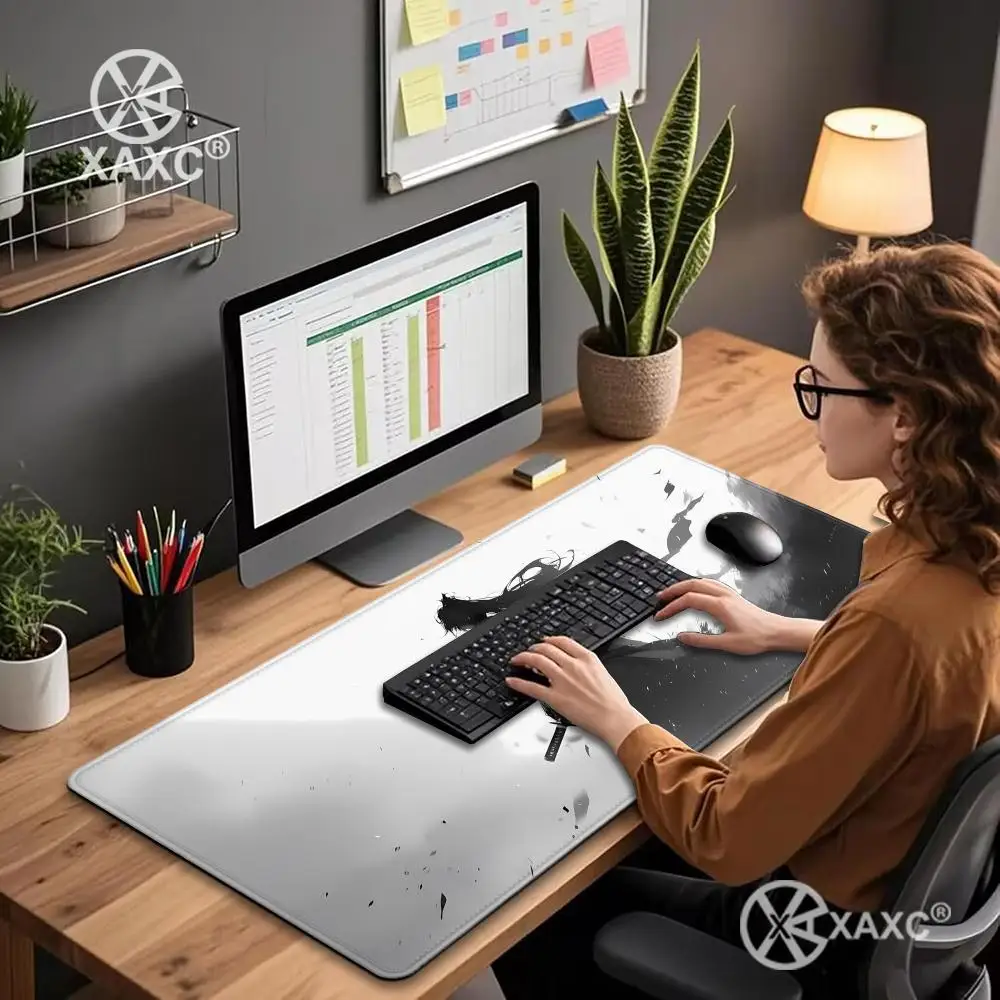 A Large Electronic Sports Gaming Mouse Pad Featuring a Stylish Ink Wash Design of a Swordsman from Behind HYBXXC