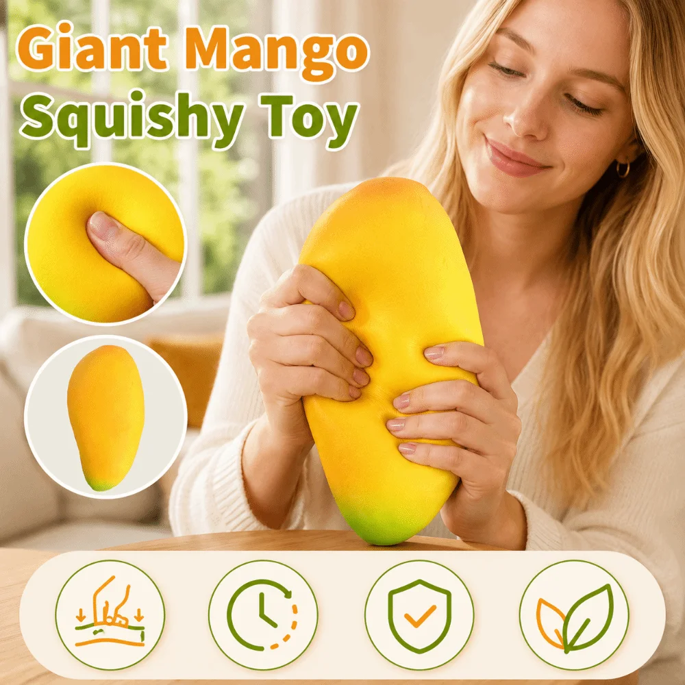 Creative 16cm Giant Mango Squishy Super Soft Yellow Mango Squeeze Comfortable Anxiety Relief Sensory Stress Ball Office Desk