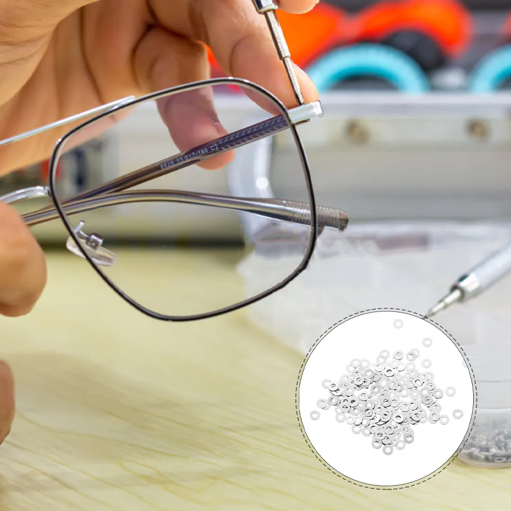 600Pcs Rimless Glasses Metal Flat Washers Eyeglass Screw Pads Repair Parts Glasses Frame Accessories Rimless Eyeglass Parts