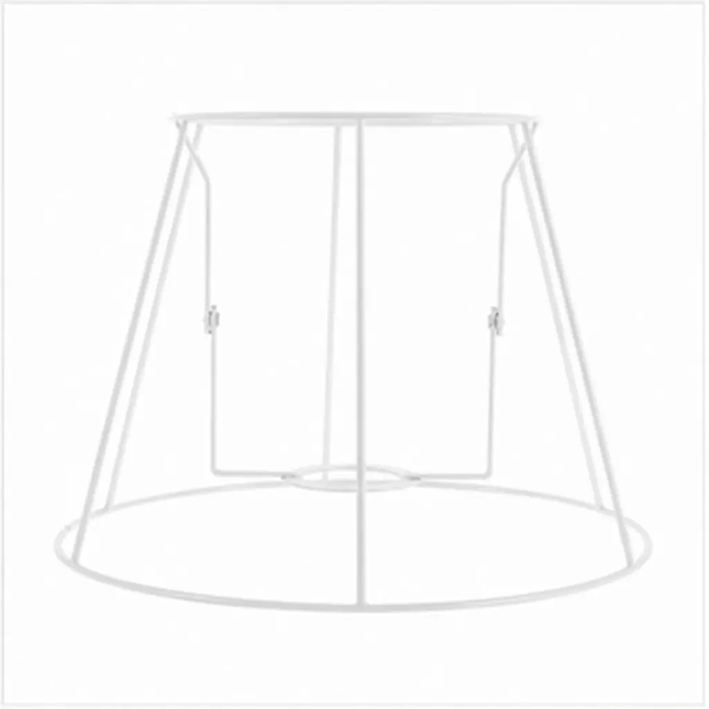 Industrial Drum Lamp Shade Frame – Iron Wire Cage with Adapter Ring for Table, Pendant & Ceiling Lamps – White Metal