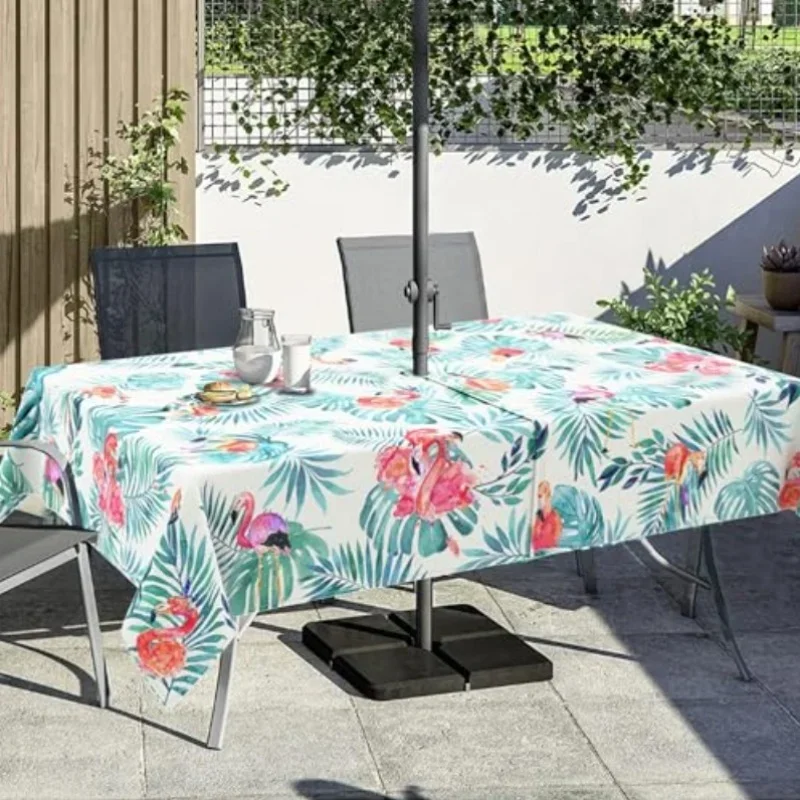(2D)Tablecloth 1pc Outdoor Tablecloth with Umbrella Hole And Zipper, yzb