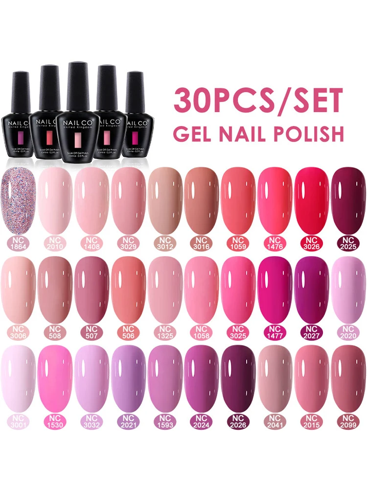 NAILCO 30 pièces/ensemble vernis à ongles Gel 15ml vernis à ongles LED Gellak tremper le vernis Gel UV couleur rose paillettes vernis à ongles Gel