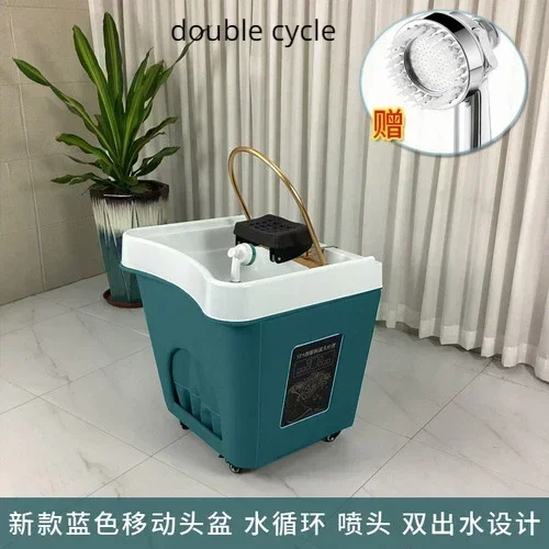 Movable Shampoo Basin Head Therapy Machine Supporting Massage Couch Facial Bed Fumigation Water Circulation Shampoo Machine