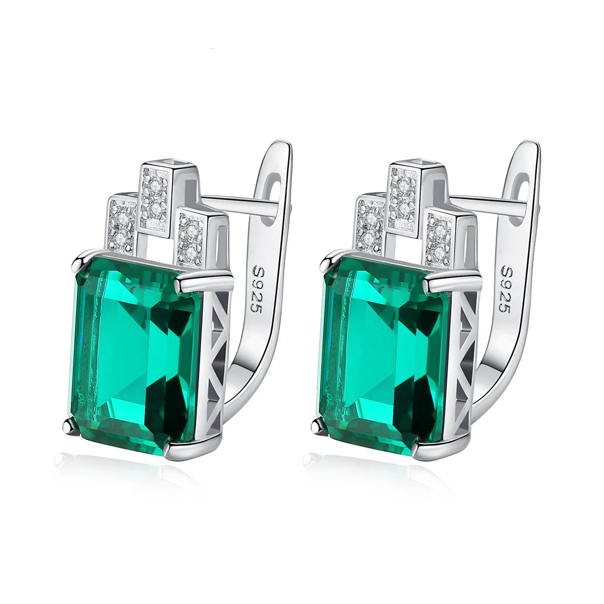 8ct Huge Emerald Cut Green Simulated Nano Emerald Hoop Earring 925 Sterling Silver for Women Gemstone Jewelry Valentine Day Gift