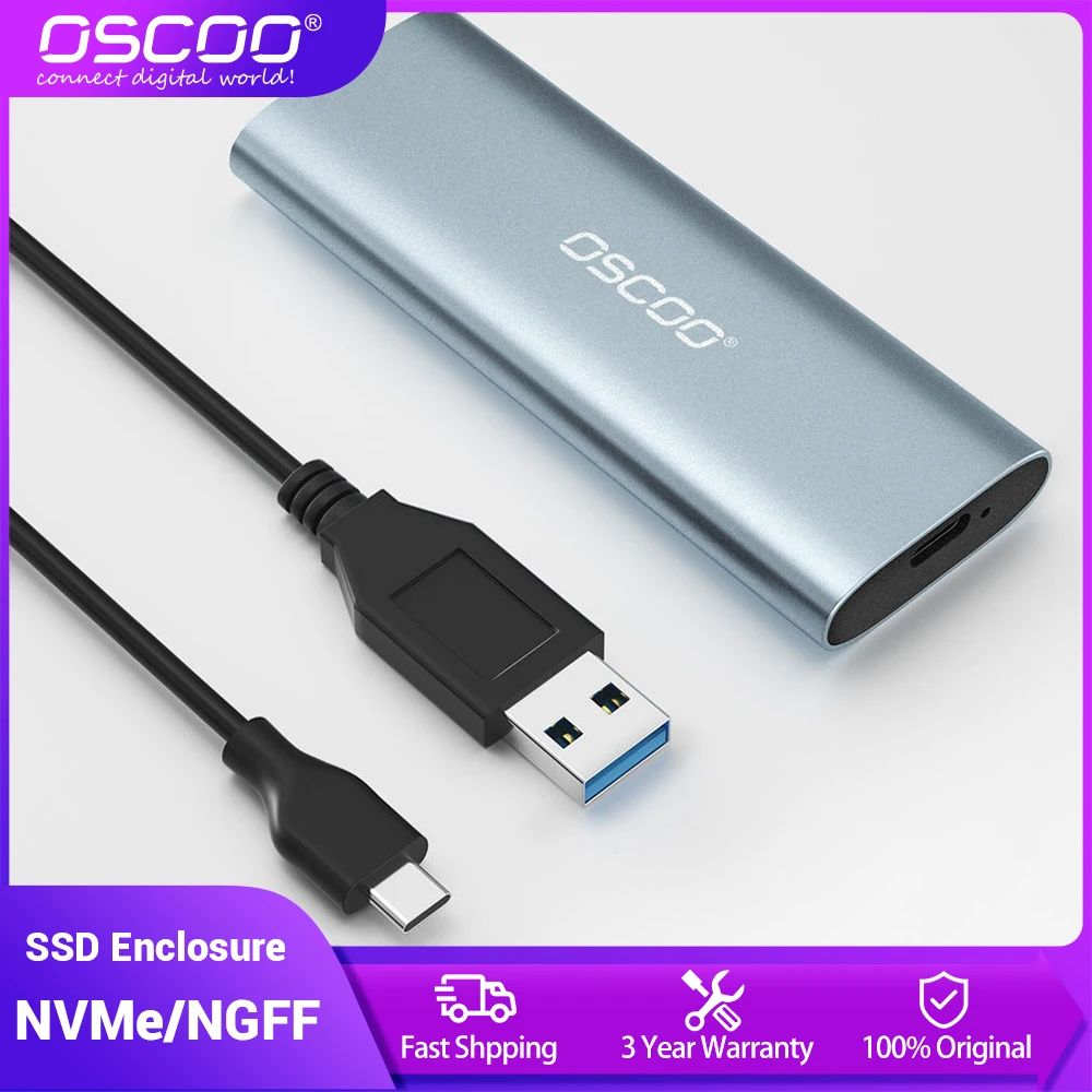 

OSCOO SSD Case M.2 NVMe Case Enclosure USB C PCIe M2 SSD Caddy For Samsung 970 EVO WD Type C 3.1 Gen2 M+B M-Key Case Adapter