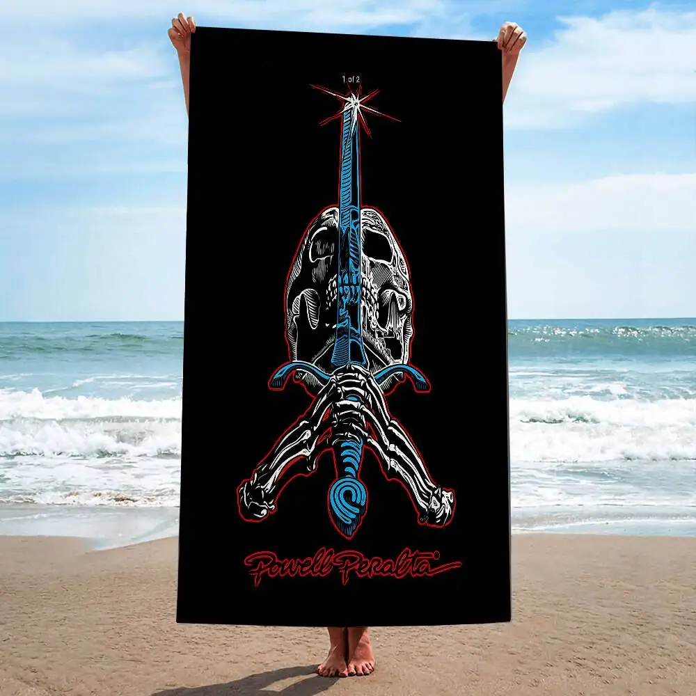 Skateboard Brand P-Powell P-Peralta Bath Towel Microfiber Soft Water Absorbing Breathable For Girl Kids Decorative Beach Towel