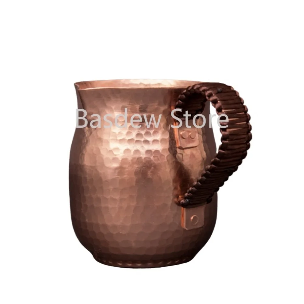 

Hot Milk Cup Copper Mug Water Pots Kettles Hammer Handcraft Drinkware Tableware 800Ml Pure Copper Latte Pitcher