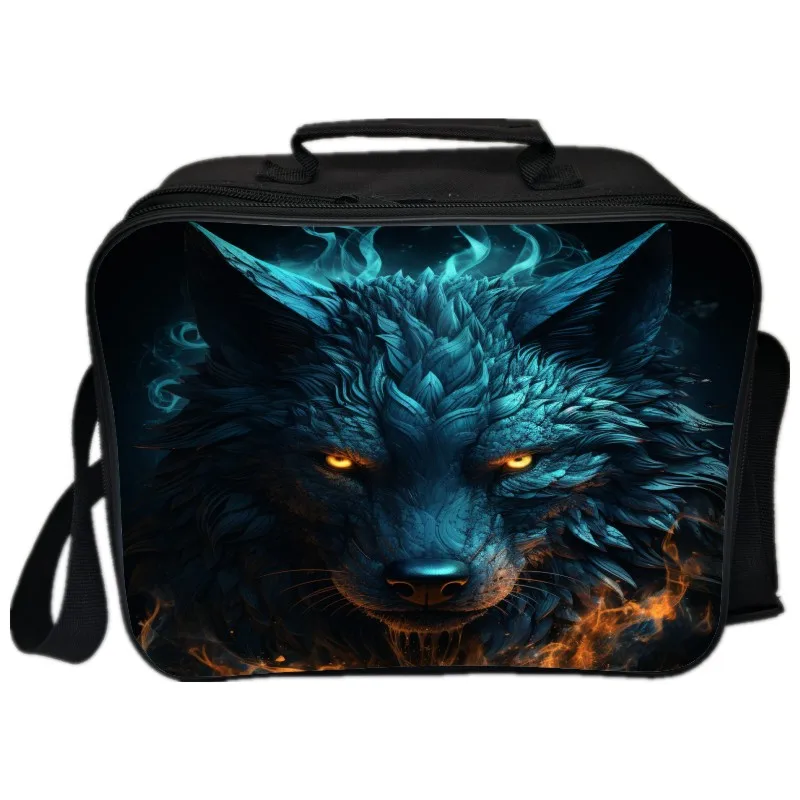 

Digital printed animal roses and wolf children's lunch bag for Boys and Girls Fashion Bento Bag Outdoor Lunch Thermal Bag