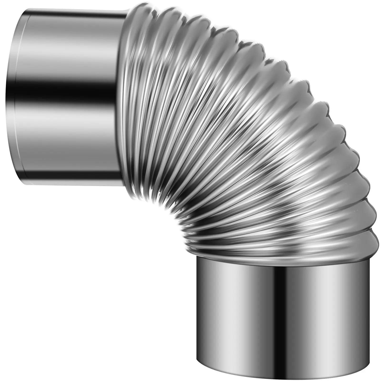 90 Degree Stainless Steel Flexible Chimney Flue Elbow for Wood Stove, Kitchen Vent, Heating Stove Smoke Ventilation
