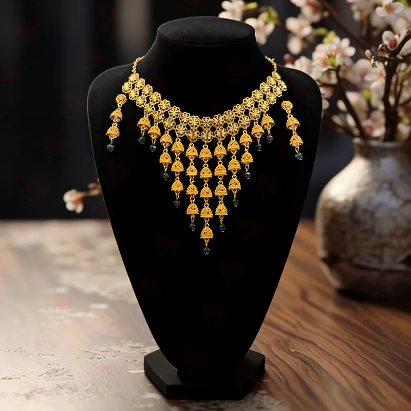 

Dubai European Fashion Women's 24K Gold Plated Necklace Earrings Exquisite Engagement Party Jewelry Set for Lovers DD11047