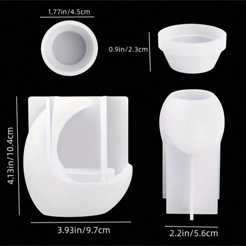 القمر على شكل شمعة حامل الراتنج قالب ثلاثية الأبعاد الجبس قالب من السيليكون للشموع الطين الحرف ديكور المنزل الصب