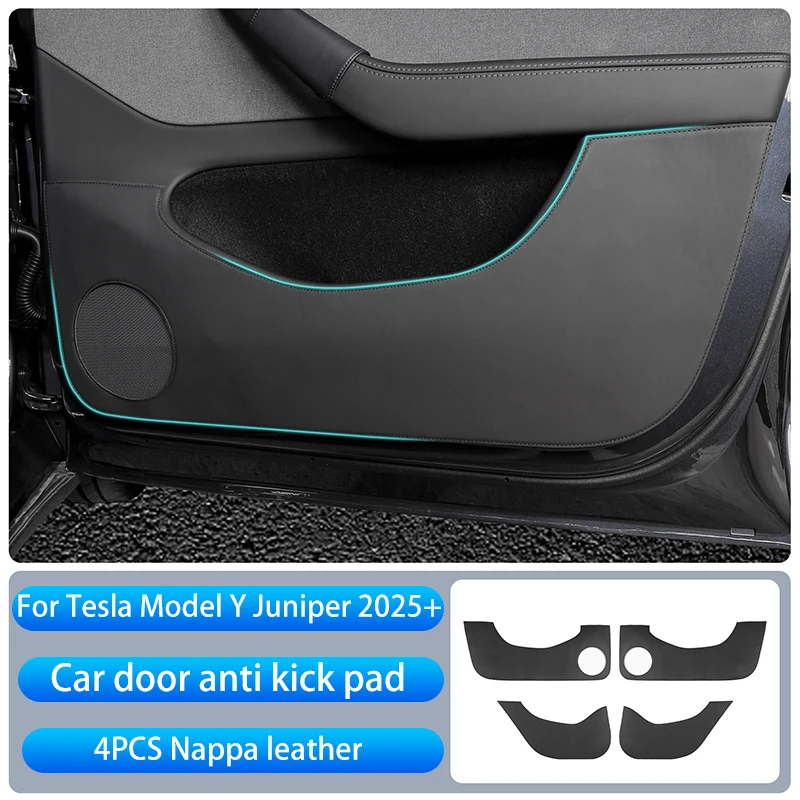 Voor Tesla Model Y Juniper 2025 + Middenconsole Twee Zijpaneel Anti Kick Pad Protector Lederen Sticker Voet Cover Auto accessoires