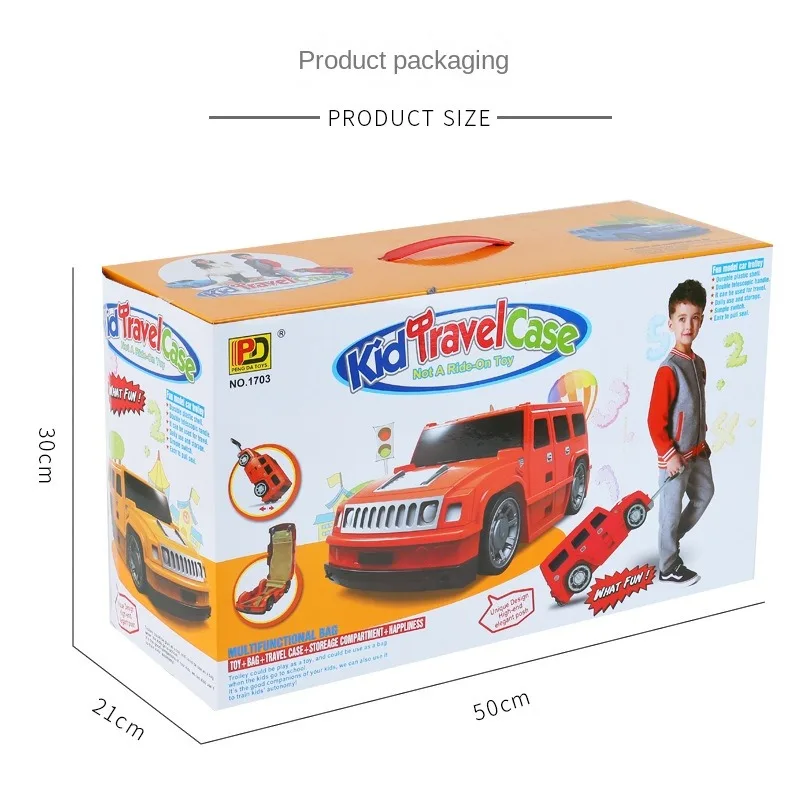 Child Suitcase for Boys Car Suitcases on Wheels Boarding Case Small Lightweight Kids Luggage Trolley Case 50*21.5*30 cm