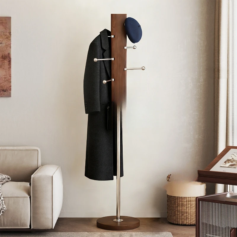 Floor-to-ceiling coat rack, living room solid wood medieval entrance hanging bag rack, simple hanger