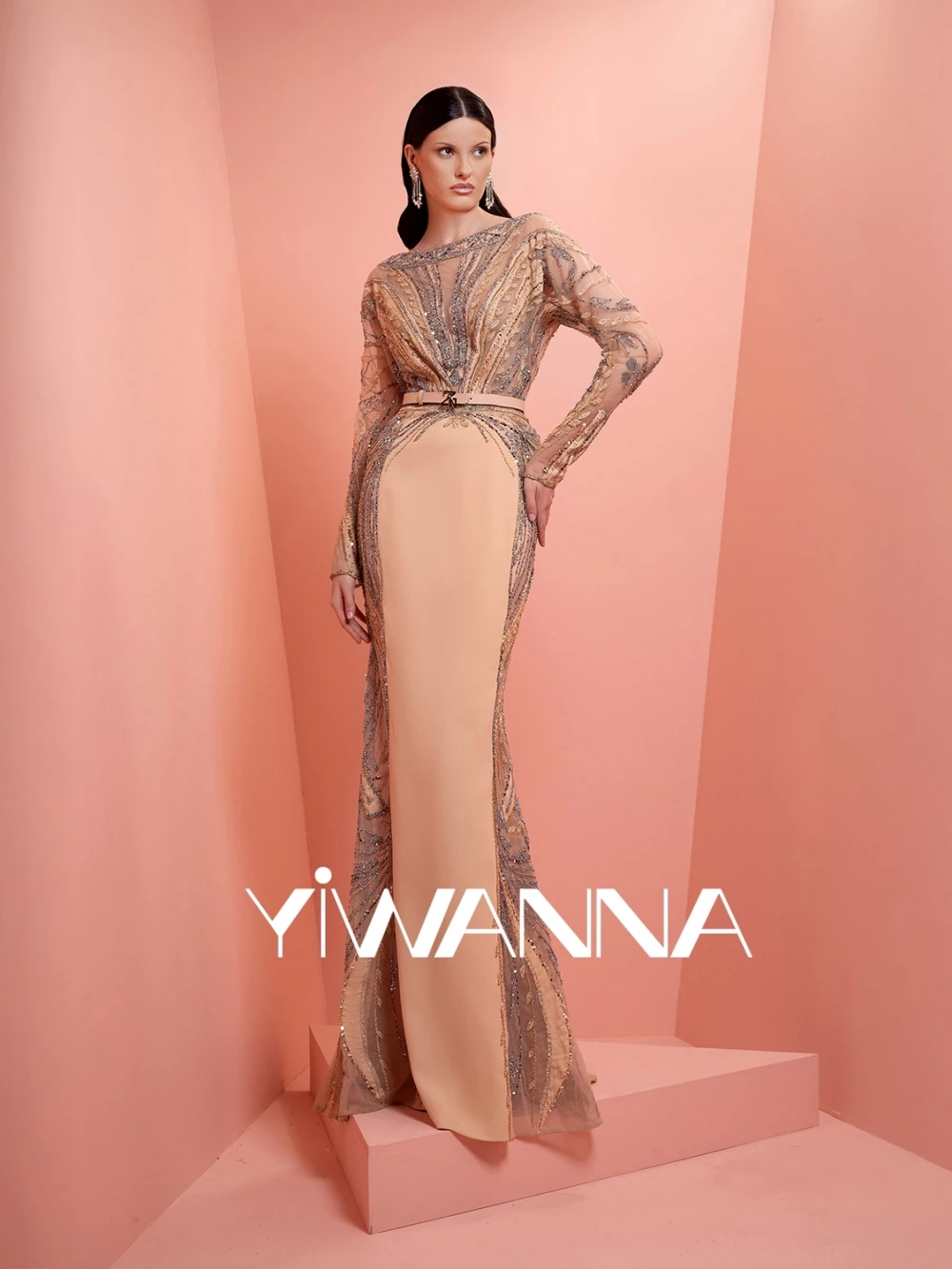 

Embroidery Beaded Mermaid Long Evening Dress Graceful Boat Neck Mother Of The Bride Dresses For Wedding Customzied Party Gown