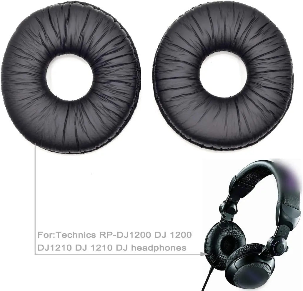 2 Pairs Black Ear pad Cushion for Technics RP-DJ1200 DJ 1200 DJ1210 DJ 1210 DJ Headphones