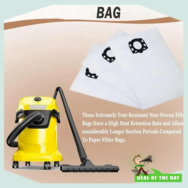 تسليم 24 ساعة 10 قطعة كيس لجميع الغبار لكارشر MV4، MV5، MV6، WD4، WD5، WD6، WD5P، WD6P مكنسة روبوت ذاتية التفريغ