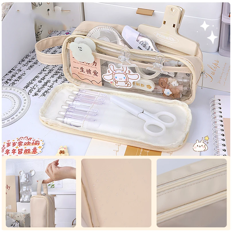 Transparent Pencil Case Large Capacity Pencil Pouch School Supplies Pen Case Trousse Estuches Escolares Stationery Pencilcase