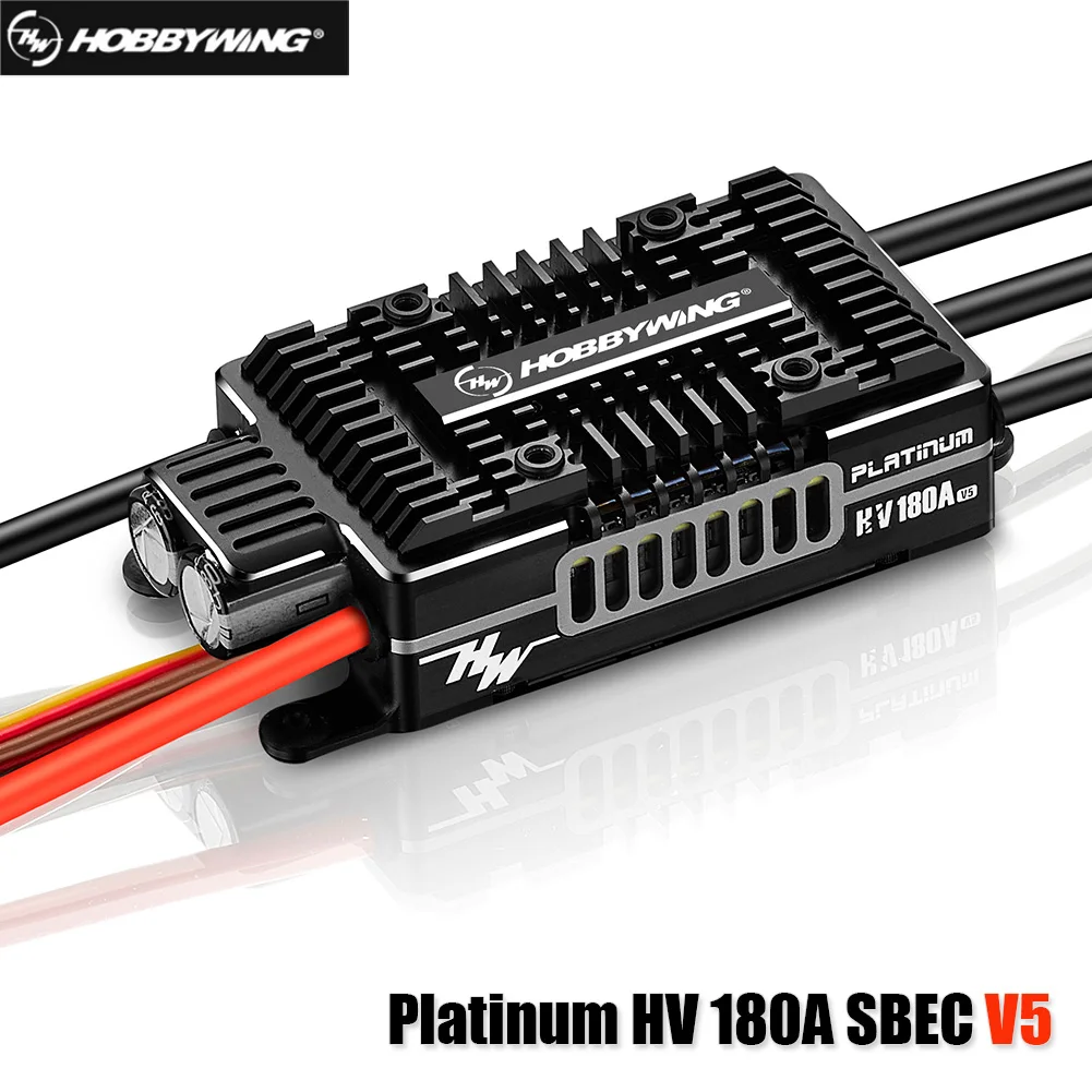 Hobbywing New Platinum HV 180A SBEC V5 ESC 6-14S High Voltage Brushless Speed Controller for 550-700 Class Helicopter Fixed-Wing