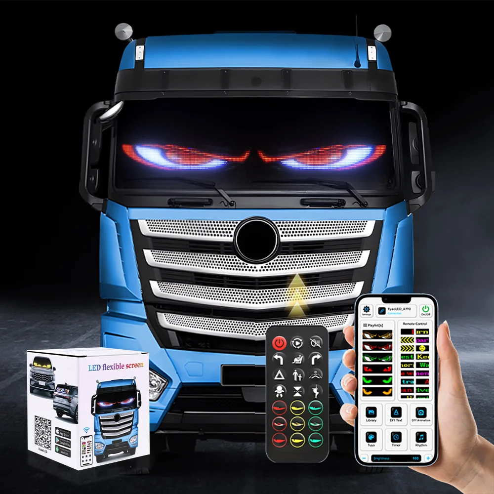 

2-In-1 Multiple Devil Eyes Light, 23''x4.7'' Full Color LED Eyes for Truck Windshield, Programmable LED Display for Car