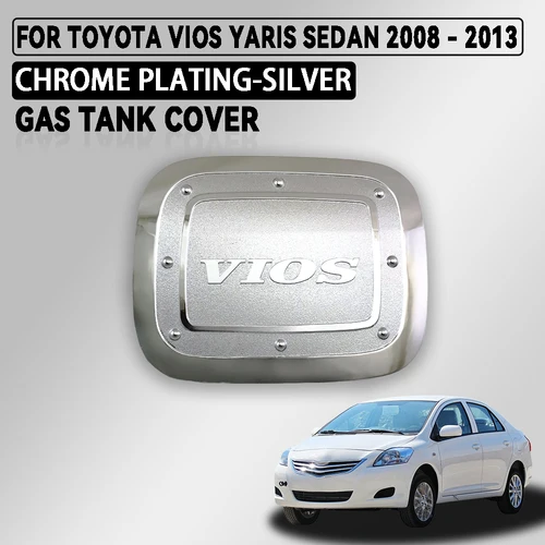 Cubierta de tanque de gasolina cromada plateada para Toyota Vios Yaris Sedan 2008 - 2013, accesorios para decoración Exterior de coche