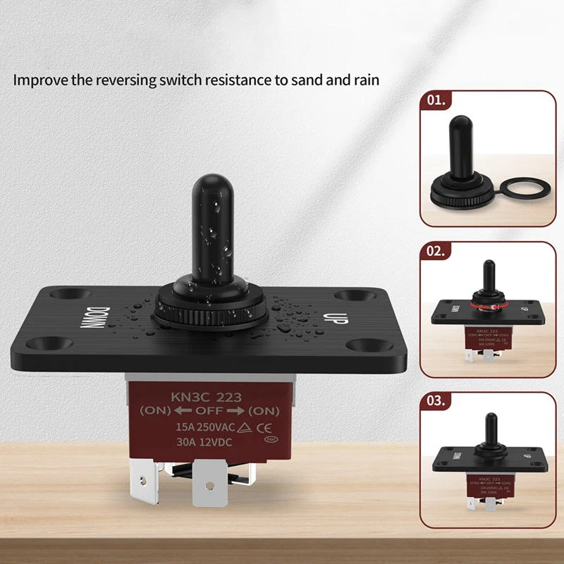 Rocker Toggle Switches Momentary Polarity Reverse Switch 6 Pin 3 Position (ON)-Off-(ON) With UP/Down Plate For RV Boat