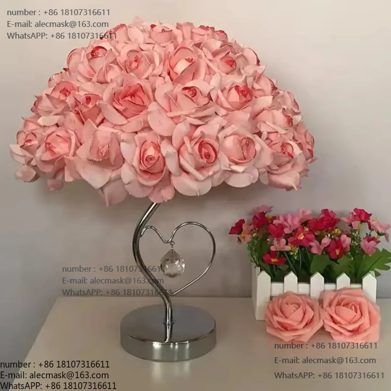 

Rose Table Lamp with Touch Control AC LED Night Light for Home Wedding Bedside Table