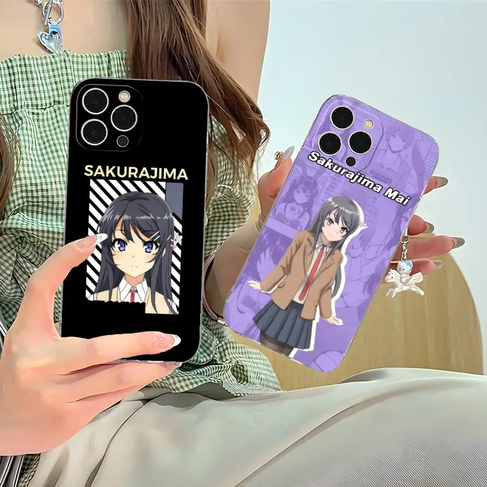 

Чехол для мобильного телефона «Аниме Май Сакурадзима» для iPhone 16, 15, 14, 13, 12, 11 X XR XS 8 6 Pro Max Plus, мини-прозрачный цветной защитный красивый