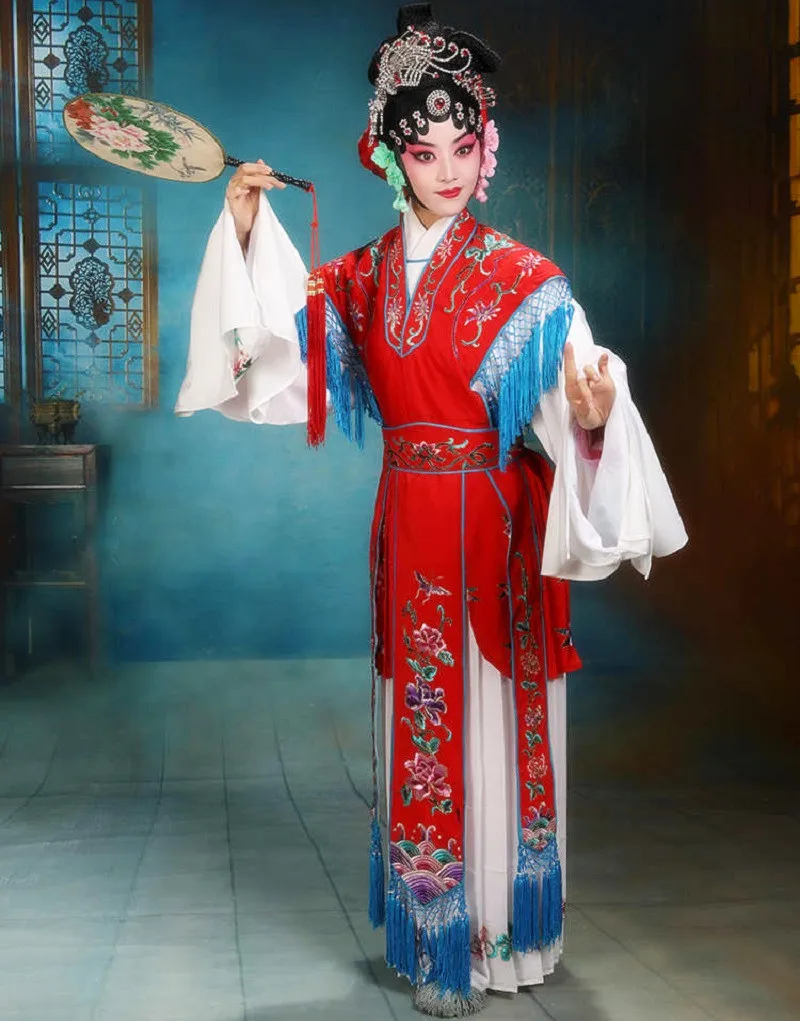 in OrientTown Chinese Red Matchmaker Lady Costume Peking Opera Performance Attire Young Female Role Outfit in XiXiangJi CT055