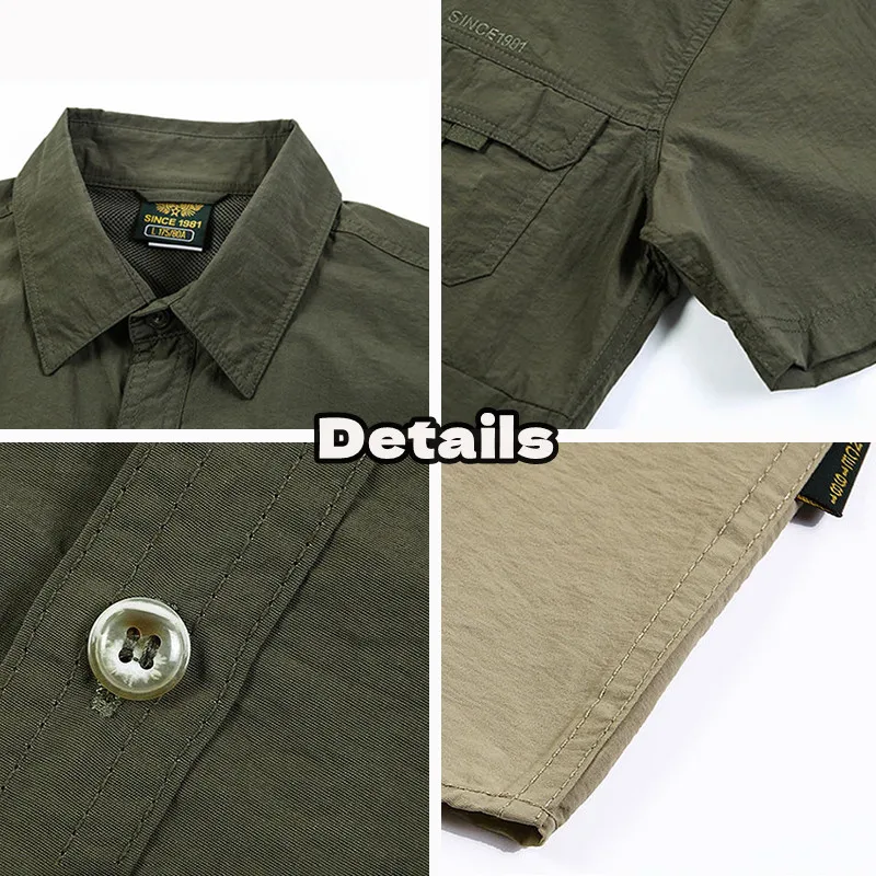 Men Summer Outdoor Cargo Short Sleeve Shirt US SWAT Tactical Lightweight Quick Dry Multi-pocket Casual Camping Safari Work Shirt