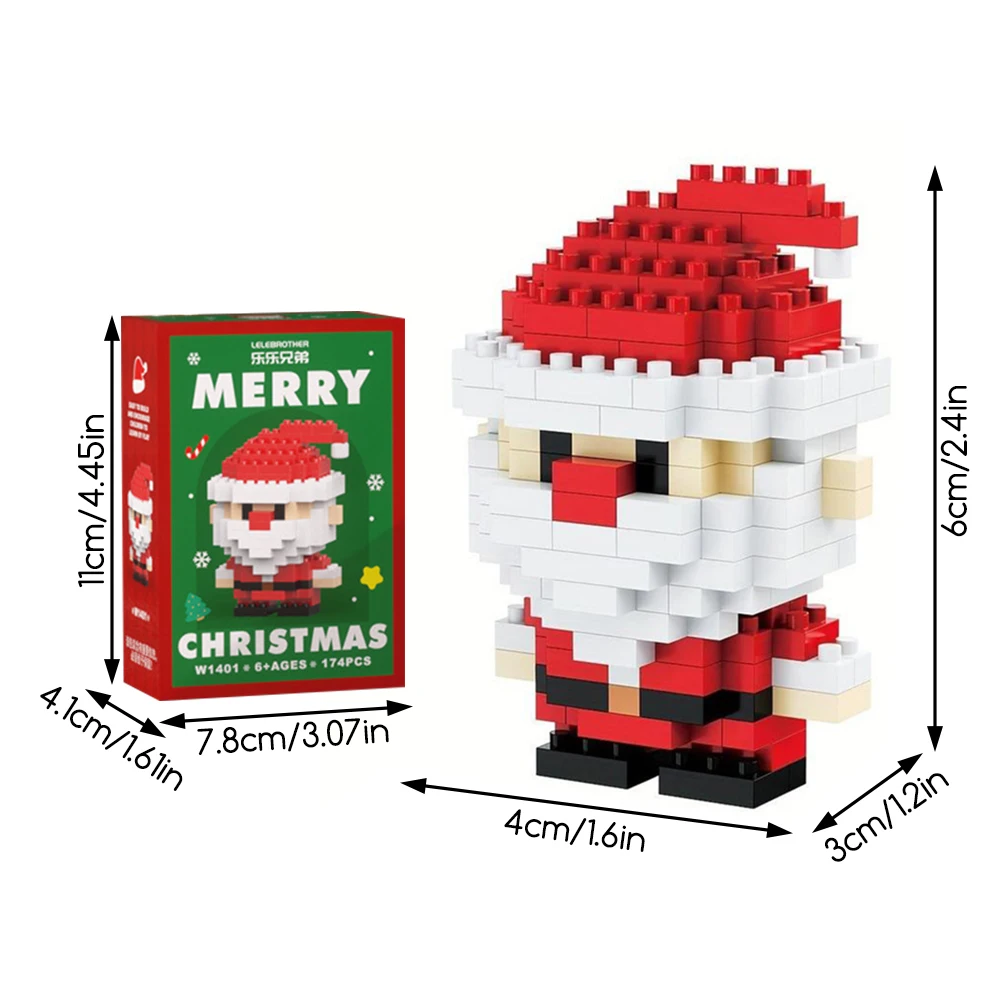 Juego de bloques de construcción de diseño de Papá Noel, adornos de bloques de construcción temáticos de Navidad, Mini figuras de construcción, rellenos de medias artesanales
