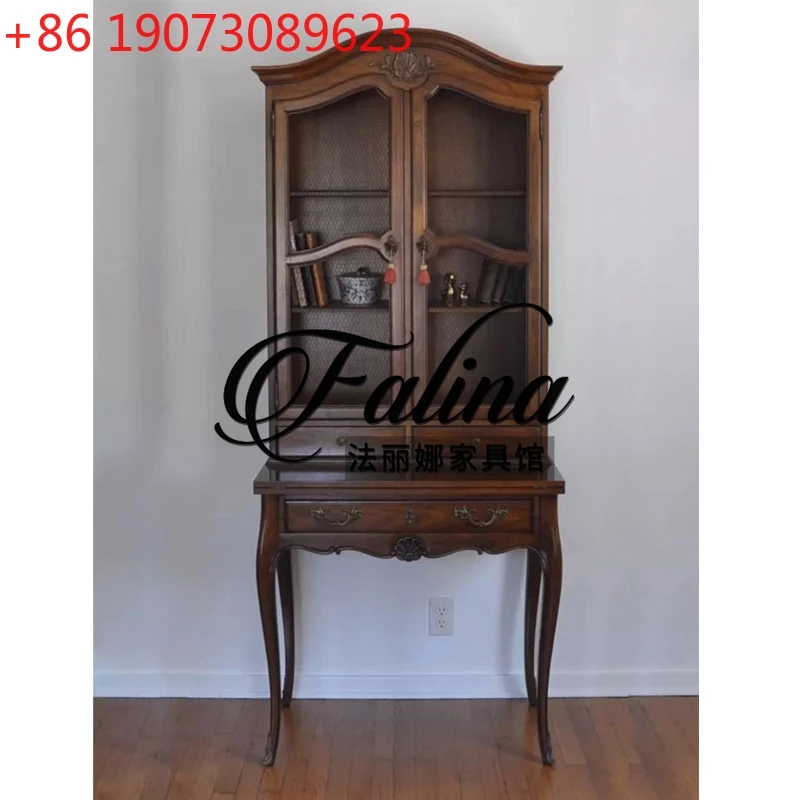 

French Solid Wood Wine Cabinet American Living Room Partition Dining Side Cabinet Retro Two-door Storage Side Cabinet