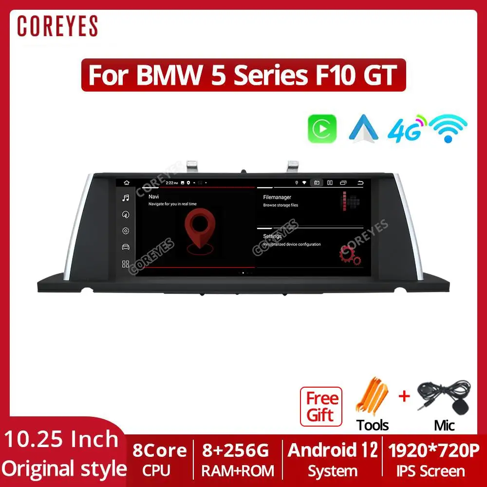 

COREYES 10.25" Carplay Android Auto For BMW 5 Series F10 GT 2013-2017 NBT System 1920*720P Car Radio Multimedia Player GPS 4G