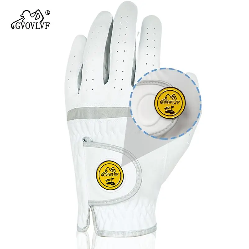 Golf Gloves Men's Wear-Resistant Breathable Left and Right Hand Microfiber Fine Cloth Material with Mark Gloves