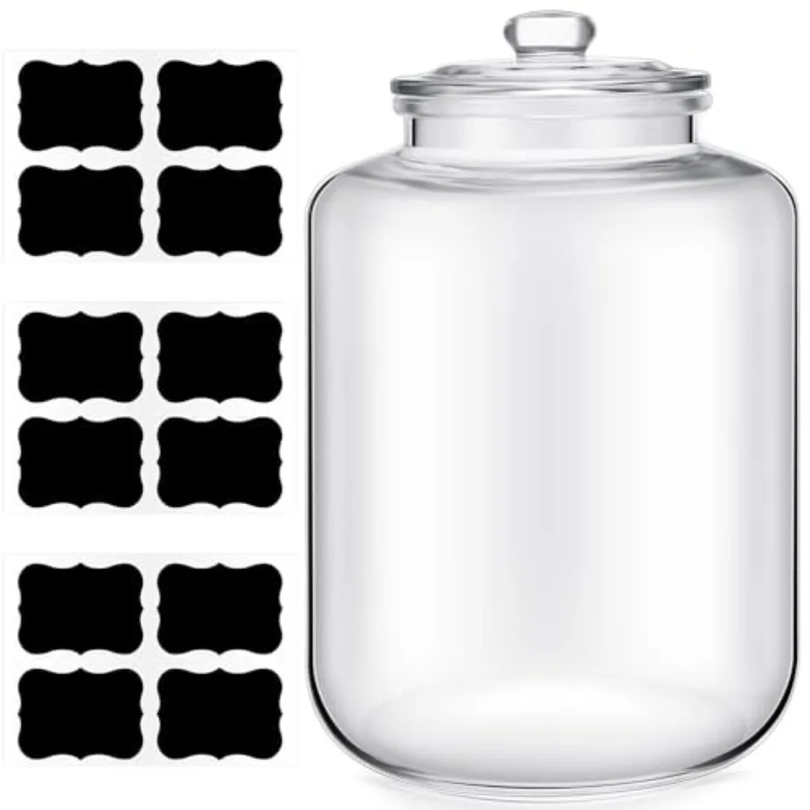 

4 Gallon Glass Jar with Lid Large Cookie Jar with Big Opening Airtight Food Storage Canister Canning Jars for Flour Sugar Dog T