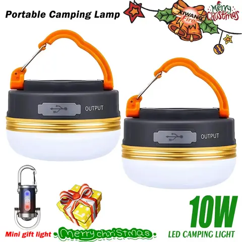 Christmas LED Camping Lantern 3 Modes COB High Power Rechargeable with Magnet Base Power Bank for Outdoor Emergency Hiking