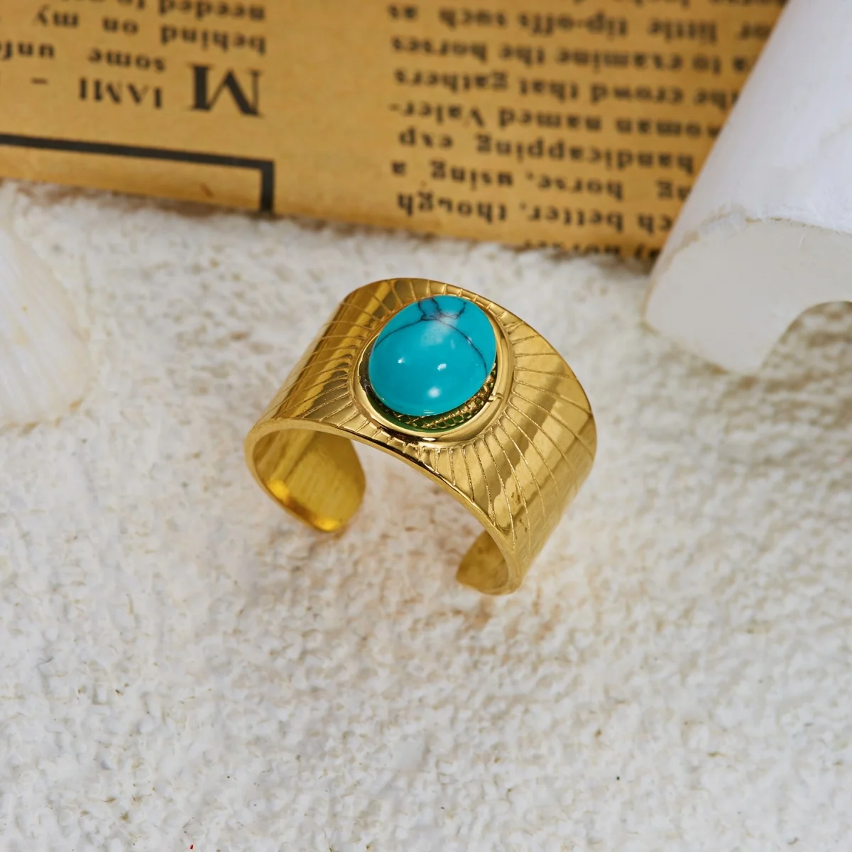 Edelstahl Blau Naturstein Geometrische Fingerringe für Damen und Herren Französischer Vintage Sonnenblumen-Blatt Runder Ovaler Ring Schmuck – Detail 26