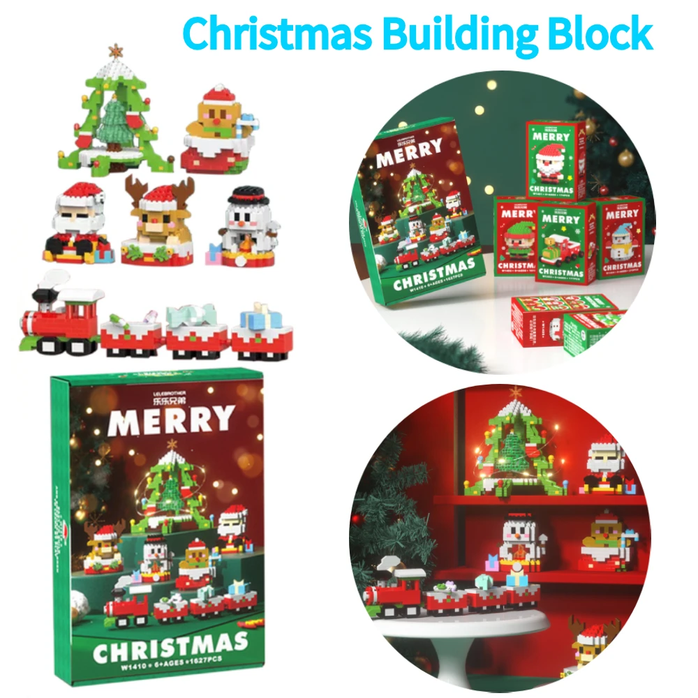 Kerst Bouwsteenspeelgoed Kerstman Sneeuwpop Elanden Boom Micro Baksteen Puzzel Kerst Micro Blokken Kerstcadeaus voor kinderen