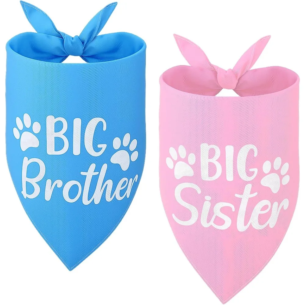 Pregnancy Announcement Dog Bandanas: Big Brother and Sister Scarves for Small to Medium Dogs