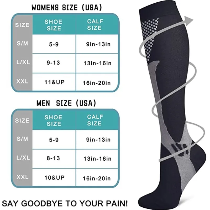 New Compression Socks 20-30 MmHg Fit Varicose Veins Medical Swelling Diabetes Atheletic Anti Fatigue Football Soccer Stockings