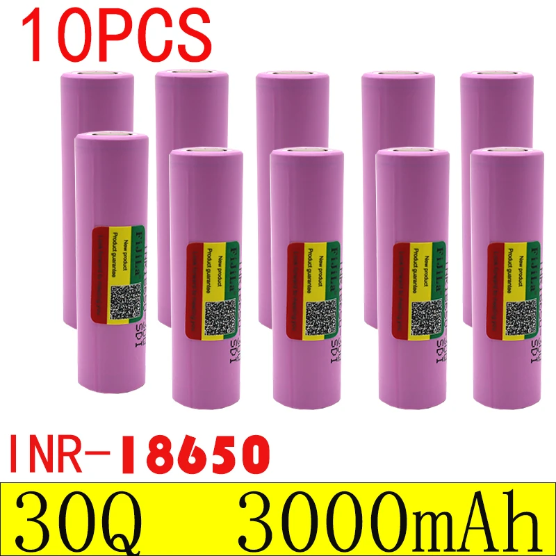 100%  Real Capacity  30Q 18650 Battery 3000mAh 3.7V Rechargeable Battery for LED Flashlights and Vape Mods