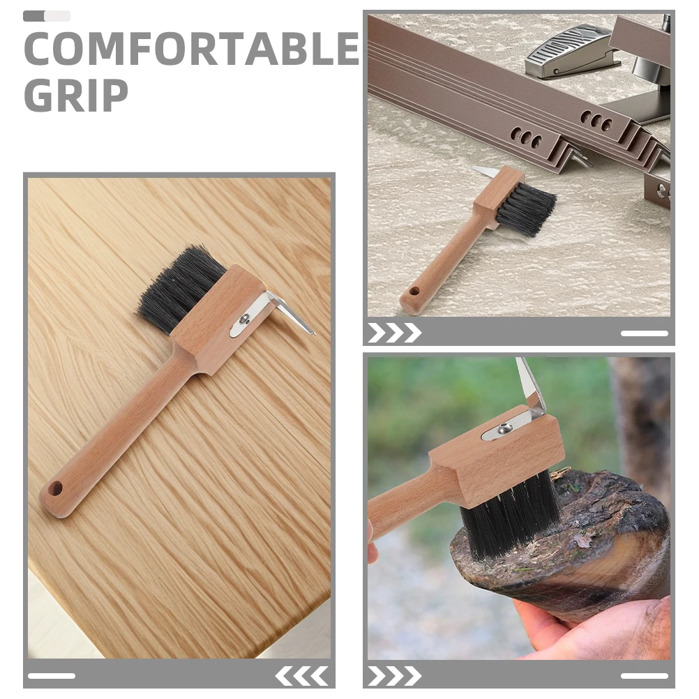 2 قطعة فرشاة اختيار مقبض خشبي شعيرات ناعمة كفاءة حافر تنظيف مزرعة استخدام أداة حافر الحصان رعاية يومية موثوقة #6