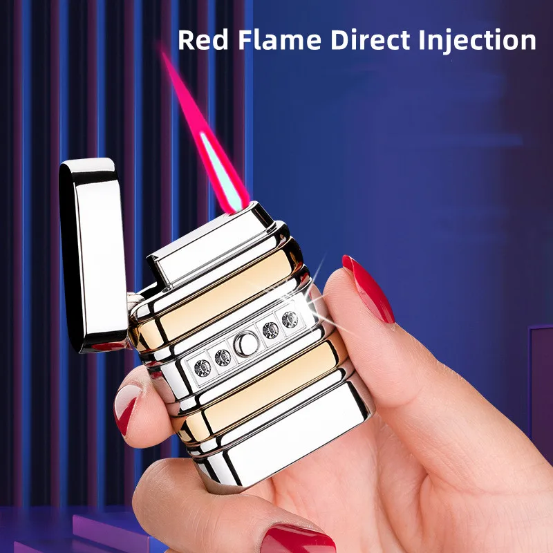 Individualized Electronic Induction Ignition Windproof Direct Flame Butane Gas Lighter Smoking Accessories Gadgets For Men