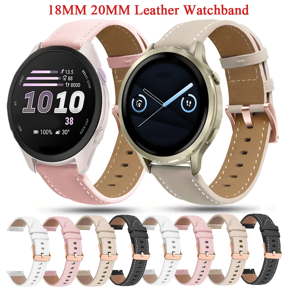 18mm 20mm Lederarmband für Garmin Venu 4 41mm Forerunner 170Music 170 70 165 Vivoactive4S 5 6 Band Venu SQ2 Plus 2s 3s Armband