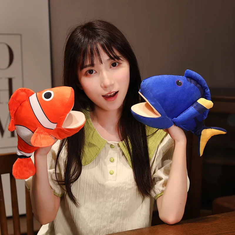 Cute farcito Ocean Series peluche mano Finger Story Puppet Octopus Penguin Crocodile Shark Killer Whale Kawaii Education Toys