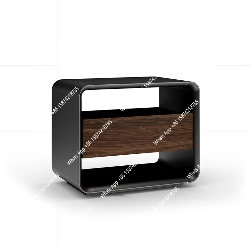 Italian light luxury bedside table modern simple stainless steel cabinet creative bedroom bedside storage cabinet