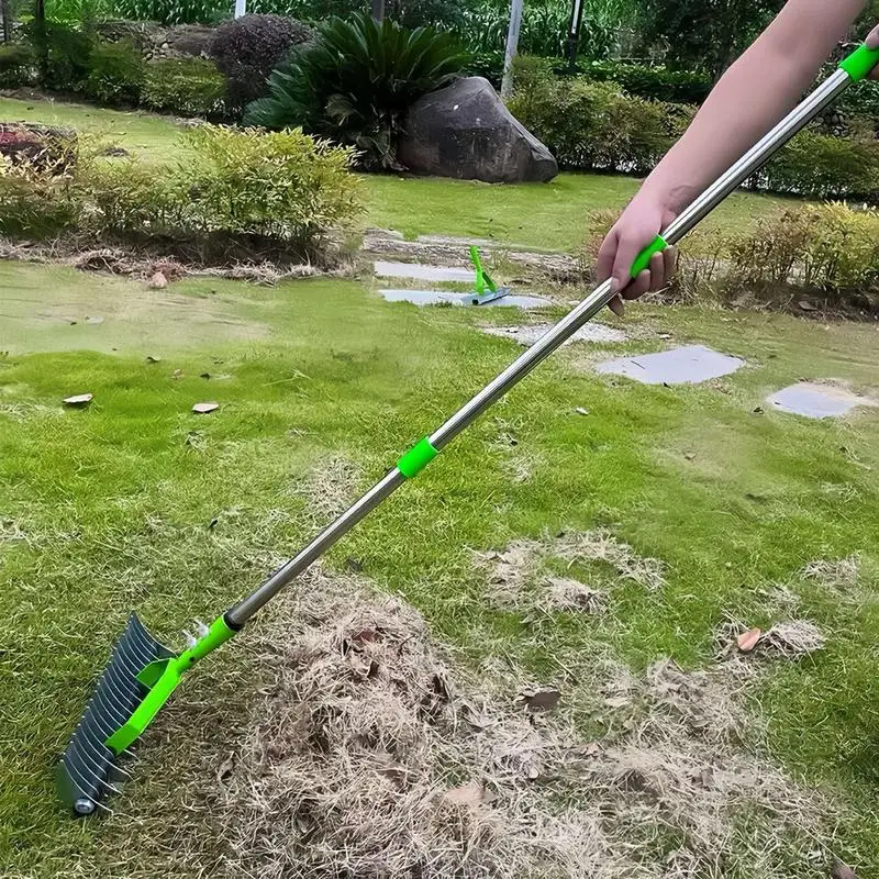 Imagem -04 - Stainless Steel Lawn Thatching Rake Ferramenta de Jardinagem Cleaner Fácil de Montar Garden Solo Rake Lawn Grass