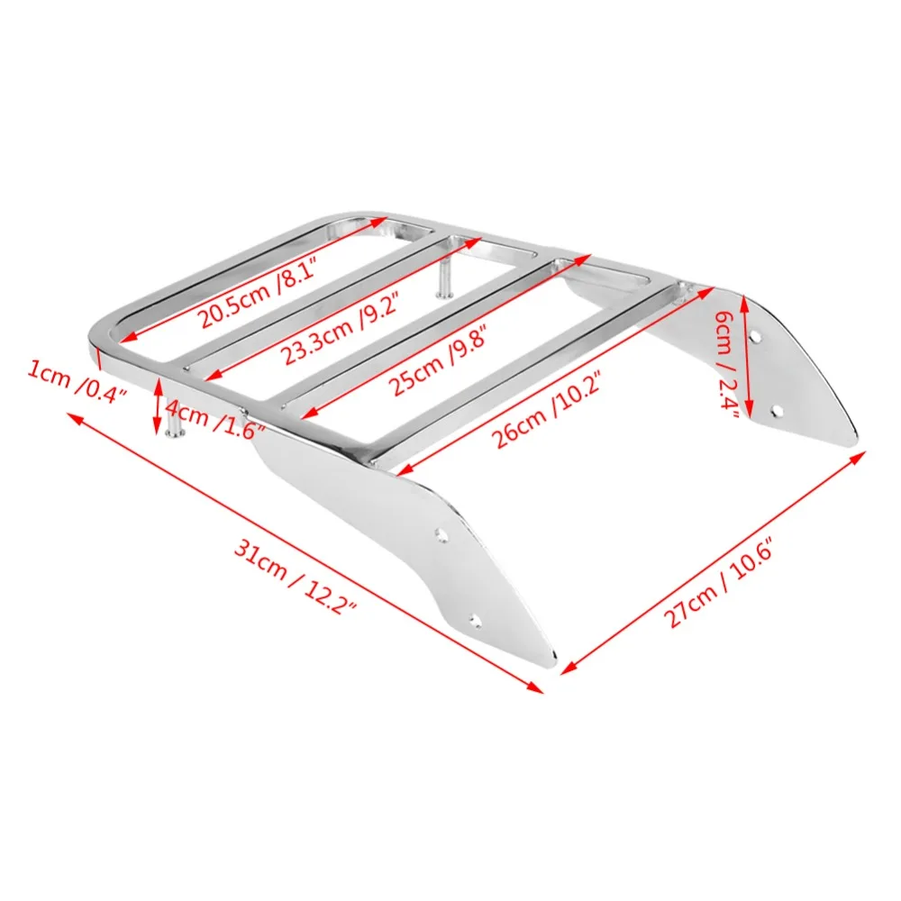 Mirror Chrome Motorcycle Rear Sissy Bar Anti-Rust Pre-Drilled Mounting Holes Motorcycle Bracket Universal Rear Luggage Rack